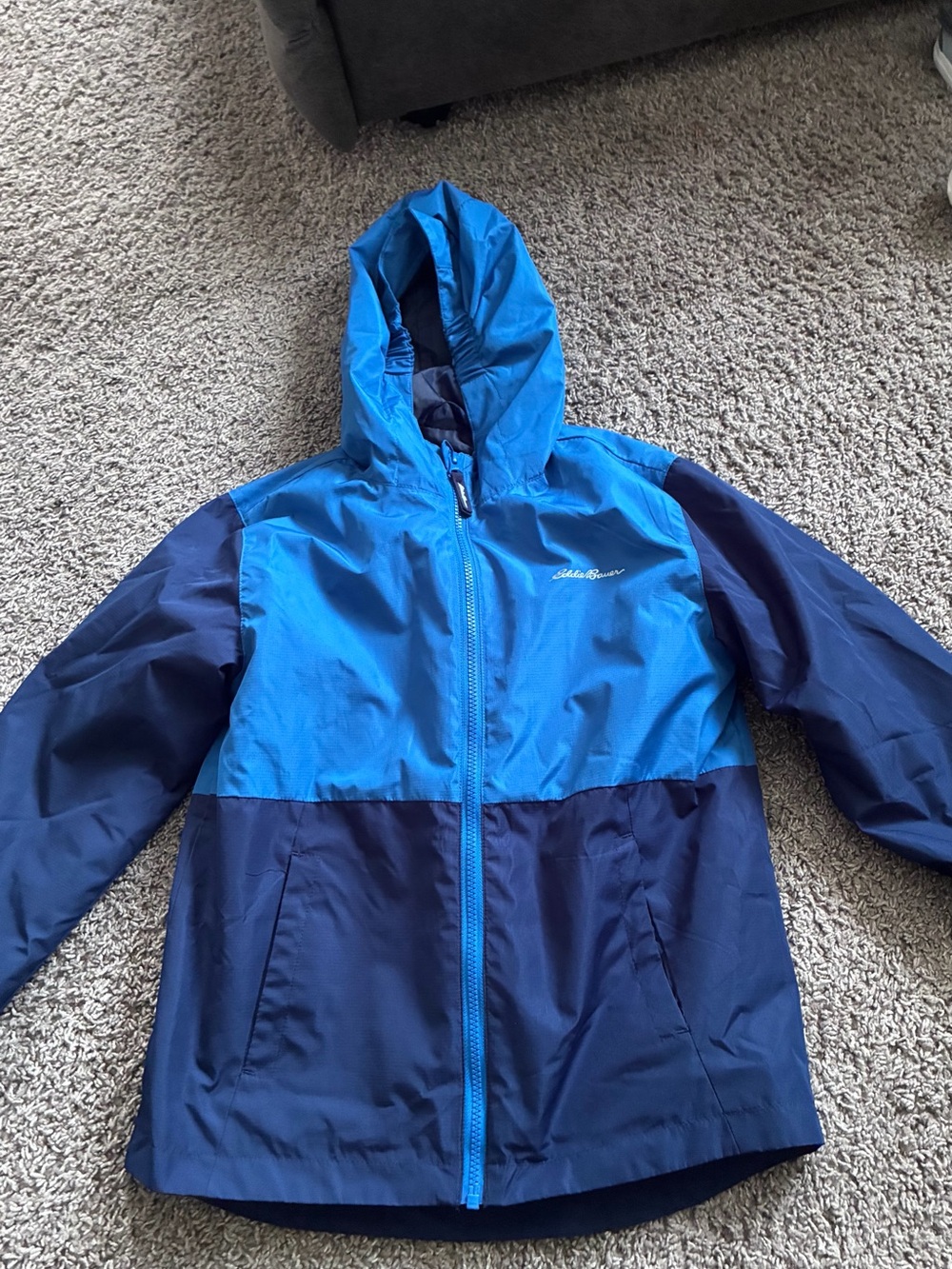 Eddie Bauer Blue Colorblock Hooded Coat Kids Medium 10/12